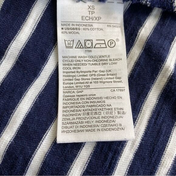 Gap Striped Cotton Tee Shirt Dress Blue White Pocket SZ XS - Picture 11 of 12